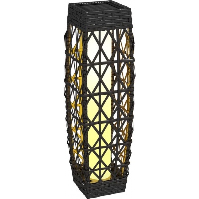 Foto van Outsunny Rieten Lamp Staal, PE-rattan 20L x 20B x 68H cm Grijs