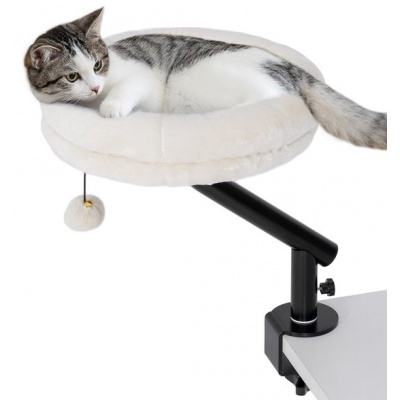 Foto van PawHut Kattenhuis van Polyester en Staal, 35x35x48 cm, Roomwit