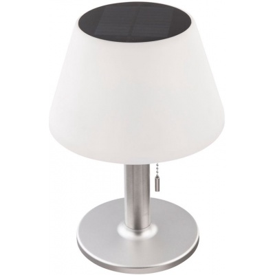 Foto van Solar tafellamp voor buiten, IP44 waterdicht, RVS wit, 10x LED warm wit, 19,5x28 cm