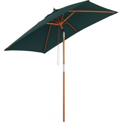 Foto van Outsunny Houten, Bamboe, Polyester Groene Parasol L200 x B150 x H235 cm