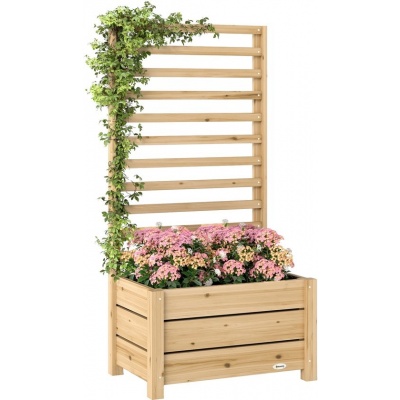 Foto van Outsunny Multifunctionele Tuinbak van Grenenhout - 60L x 39B x 120H cm - Natuurlijk Hout