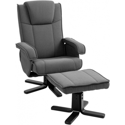Foto van HOMCOM Relaxfauteuil met Hocker - Polyester - 87L x 67B x 96H cm - Donkergrijs