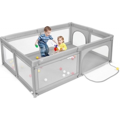 Foto van COSTWAY Babybox met 50 Ballen en 2 Deuren - 180x150x68 cm - Grijs