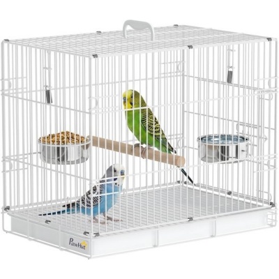 Foto van PawHut Vogelkooi - Staal, Hout - 49L x 31B x 40H cm - Wit