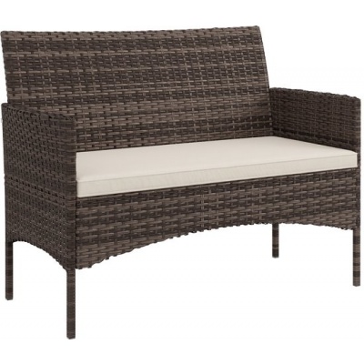 Foto van Outsunny Rattan 2-zitsbank - PE-rattan, staal - 115L x 63B x 85H cm - Khaki