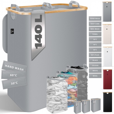 Foto van KESSER® Opvouwbare Wasmand met Deksel en Uitneembare Waszakken