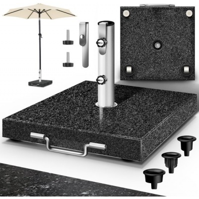 Foto van tillvex® Granieten parasolvoet met wielen en handgreep 27 kg, vierkant, voor stokken 16-48 mm