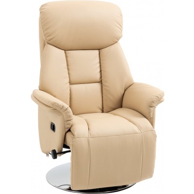 Foto van HOMCOM Relaxstoel van Kunstleer, Staal - Beige 80L x 78B x 109H cm