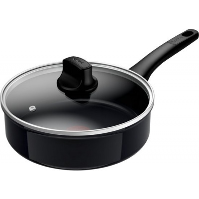 Foto van Tefal Revive Zwarte Hapjespan - Ø24 cm - Met Deksel - Keramisch - PFAS-vrij - Inductiegeschikt