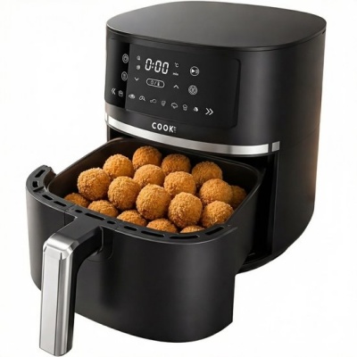 Foto van COOK-IT Airfryer 6L XL - 1600W - 8 Programma's - Touchscreen - Vaatwasserbestendig - Matzwart