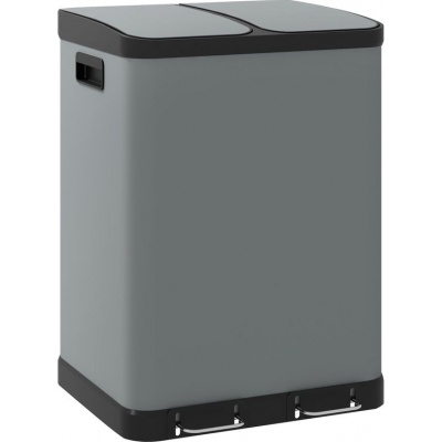 Foto van HOMCOM Metaal Afvalemmer, Kunststof - 48,8L x 39,5B x 67H cm - Grijs