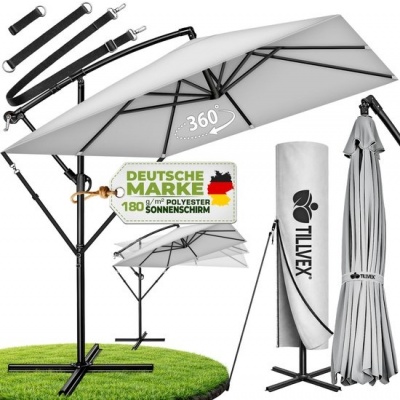 Foto van tillvex® Rechthoekige Aluminium Parasol Ø 330 cm met Afdekking en Windscherm