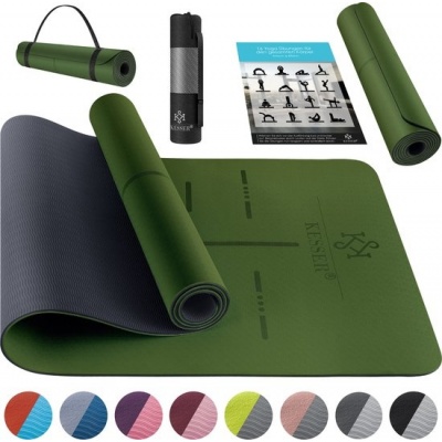 Foto van KESSER® Yoga Mat Extra Dik 183x61cm - Turnmat TPE Fitnessmat Gewatteerd & Antislip Yogamat Trainings