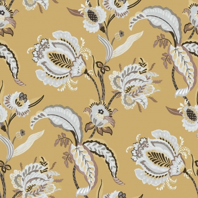 Foto van Wasbare grijze en gouden bloemenbehang, Flora 18552 van TNT materiaal