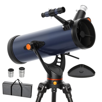 Foto van Outsunny Telescoop voor Beginners - 114mm Apertuur, 470mm met Statief en Draagtas - Donkerblauw
