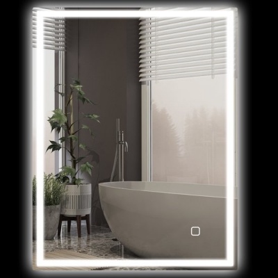 Foto van HOMCOM badkamerspiegel - gehard glas - 90×70×4 cm - zilverkleurig