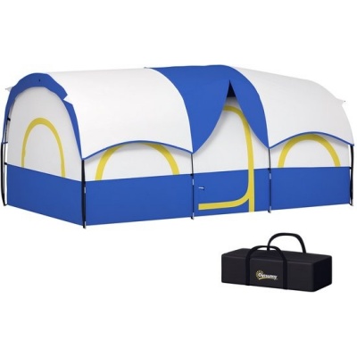 Foto van Outsunny Campingtent Oxfordstof, Fiberglas - 435L x 251B x 195H cm - Donkerblauw + Wit