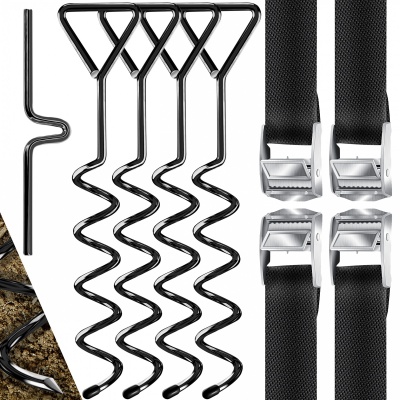 Foto van KESSER® 4 grondankers grondankers 9-delige set bevestiging voor trampoline, schommel, paviljoen, par