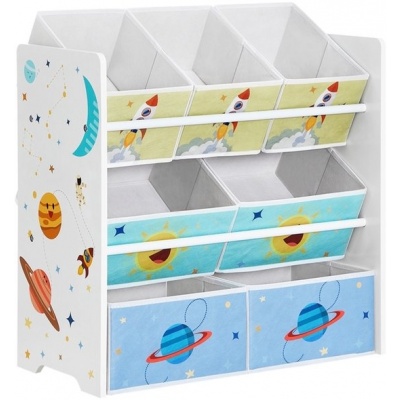 Foto van Witte kinderplank met 7 opbergdozen
