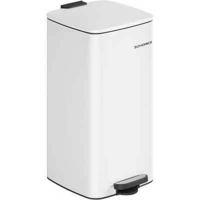 Foto van SONGMICS - 30L Pedaalemmer met Binnenemmer - Soft Close - Wit Metaal
