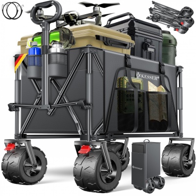 Foto van KESSER® Bolderkar, GTR9000, handwagen, 200 kg, 300 liter, opvouwbaar, brede 360° luchtwielen en park