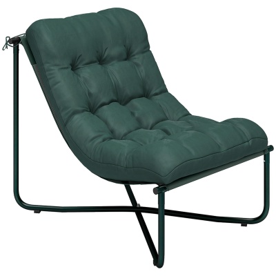 Foto van Outsunny Tuinstoel met Kussen, Ademend Slingmateriaal, Stalen Frame, Donkergroen