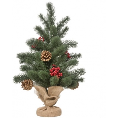 Foto van HOMCOM Kerstboom PE, Cement, Jute Ø28 x 50H cm Groen