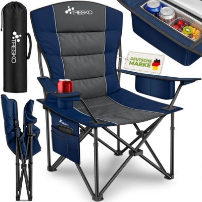 Foto van TRESKO® Opvouwbare Campingstoel tot 150 kg | Klapstoel met Armleuningen & Bekerhouder