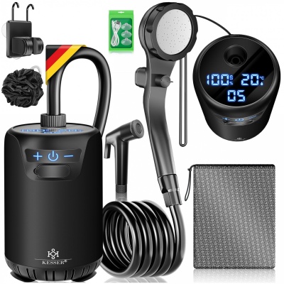 Foto van KESSER® Campingdouche, mobiele douche met pomp en oplaadbare accu, 8000 mAh, campingdoucheset incl. 