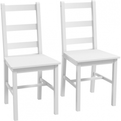 Foto van HOMCOM Eetkamerstoel van Grenenhout 41,5L x 46B x 90H cm Wit