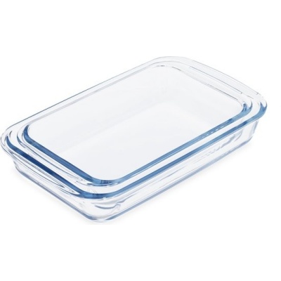 Foto van Lasagne ovenschaal - set van 2 - 2 maten - magnetronbestendig - glas