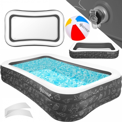 Foto van KESSER® Opblaasbaar familiezwembad 240 x 142 x 56 cm voor kinderen en volwassenen, tuinzwembad
