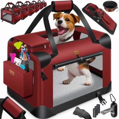 Lovpet® Transportbox hond, kat, transporttas, L 70 x 52 x 52 cm, hondendraagtas, opvouwbare kattenta