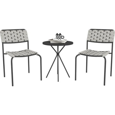 Foto van Outsunny Balkonmeubelset - Staal, Polyester - 46L x 60B x 80H cm - Grijs