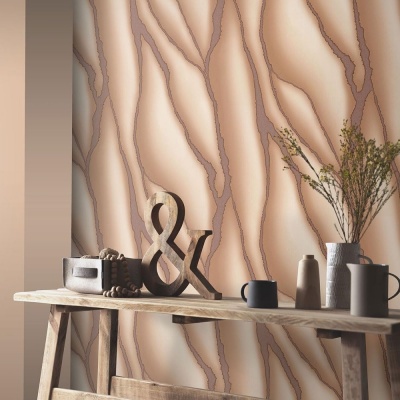 Foto van Erismann Vliesbehang Elle marmerlook bruin brons metallic 10345-02