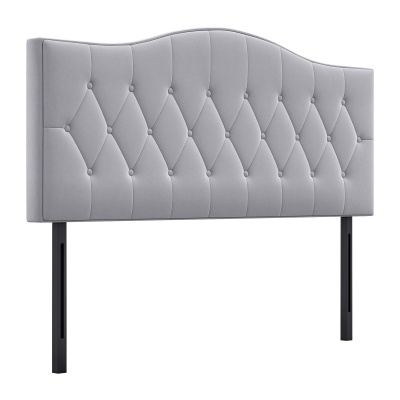 Foto van HOMCOM hoofdeinde van populierenhout met grijze polyester bekleding 185 x 8 x 134 cm