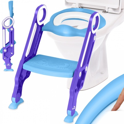 Foto van Kidiz Toiletbril voor kinderen, met trap en handgrepen, opvouwbaar, kindertoilet, toiletbril, potjes