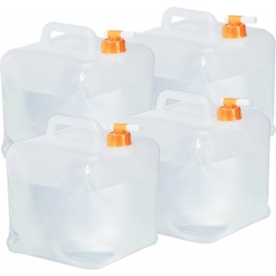 Foto van Opvouwbare jerrycan set van 4 - 10 liter - met kraan - BPA-vrij - transparant/oranje