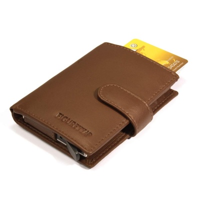 Foto van Leren RFID kaartbeschermer, bruin, één maat, klassiek