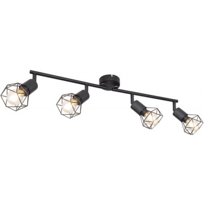 Foto van Zwarte plafondlamp retro kooi spot verstelbaar voor woonkamer - Globo 58402S-4