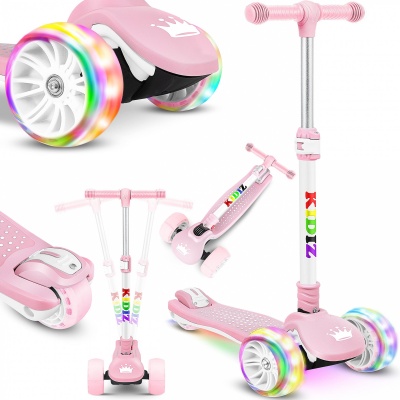 Foto van KIDIZ® X-Pro2 kinderstep, driewieler met PU-led-lichtgevende wielen, kinderstep, opvouwbaar, in hoog