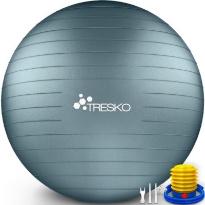 Foto van TRESKO® anti-burst gymnastiekbal 65 cm met luchtpomp (cool-grey-blue)