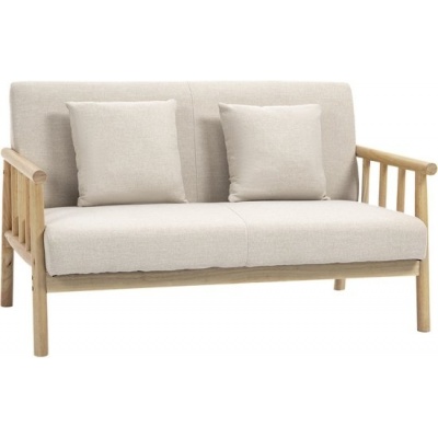 Foto van HOMCOM 2-zits Sofa - Polyester, Gummihout - 123L x 69B x 74H cm - Beige