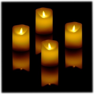 Foto van LED kaarsen set van 4 met timer en bewegende vlam - 10 x 7,5 cm - op batterij