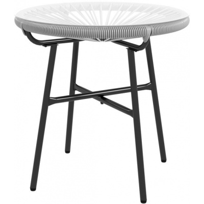Foto van Outsunny Rattan Bijzettafel Metaal, PE Rattan Grijs