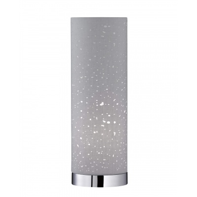 Foto van Fischer & Honsel Tafellamp Thor E14 chroomkleurig met stoffen kap, 35 cm hoog