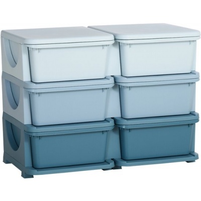 Foto van HOMCOM - Speelgoedkast met afgeronde randen - 6 lades - Blauw