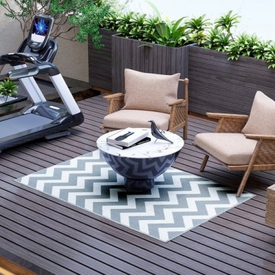 Foto van Outsunny Buiten Tapijt 310g/m² PP Lichtgrijs+Wit