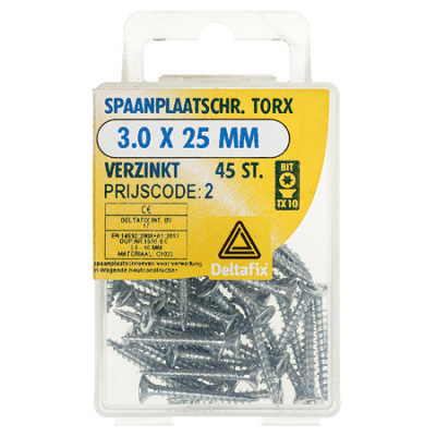SPAANPLAATSCHR. TORX VERZINKT SPAANPLAATSCHR. TORX VERZINKT