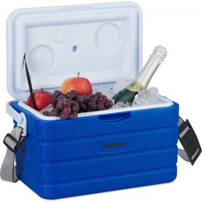 Foto van Koelbox 10 l - 22,5 x 37,5 x 23 cm - voor onderweg - met schouderband en handvat - niet elektrisch